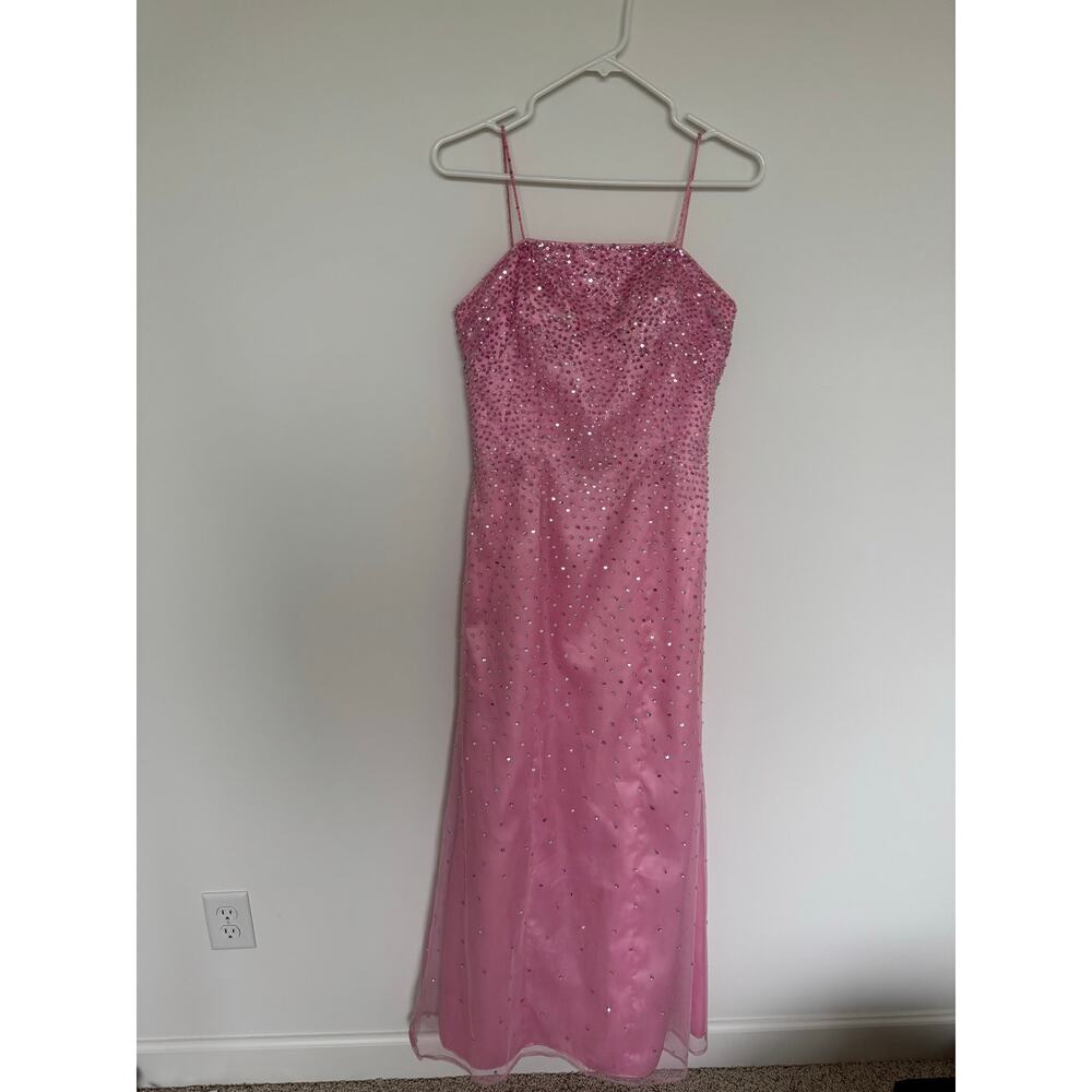 Vintage Mori Lee Pink Sequin Y2K Formal Dress